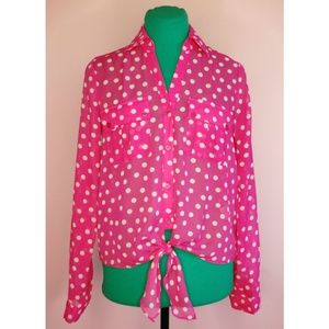 Takara Fuchsia Pink Polka dots Blouse S